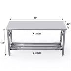 Table en acier inoxydable, table pliante robuste de 30 x 48 pouces pour cuisine, table de préparation commerciale en acier inoxydable avec étagère inférieure réglable