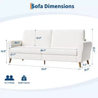 Canapé 84 po, Canapé 3 places pour salon, Causeuse moderne, Canapé Boucle avec sièges profonds et accoudoirs larges, Pieds en bois, Montage facile, Bleu foncé
