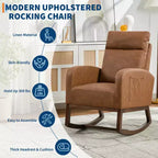 Fauteuils planeurs, Rocking chair moderne, Rocking chair planeur pour chambre de bébé, Fauteuil à bascule d'appoint capitonné à dossier haut avec poches latérales