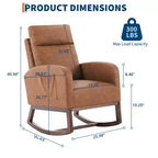 Fauteuils planeurs, Rocking chair moderne, Rocking chair planeur pour chambre de bébé, Fauteuil à bascule d'appoint capitonné à dossier haut avec poches latérales