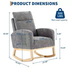 Fauteuils planeurs, Rocking chair moderne, Rocking chair planeur pour chambre de bébé, Fauteuil à bascule d'appoint capitonné à dossier haut avec poches latérales