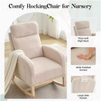 Fauteuils planeurs, Rocking chair moderne, Rocking chair planeur pour chambre de bébé, Fauteuil à bascule d'appoint capitonné à dossier haut avec poches latérales