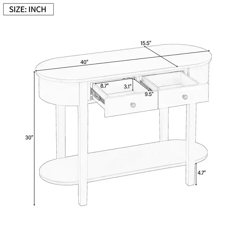 MAYEERTY Console Rétro avec Design Courbé et Finition Lisse pour Entrées Salons Couloirs Turquoise Gris