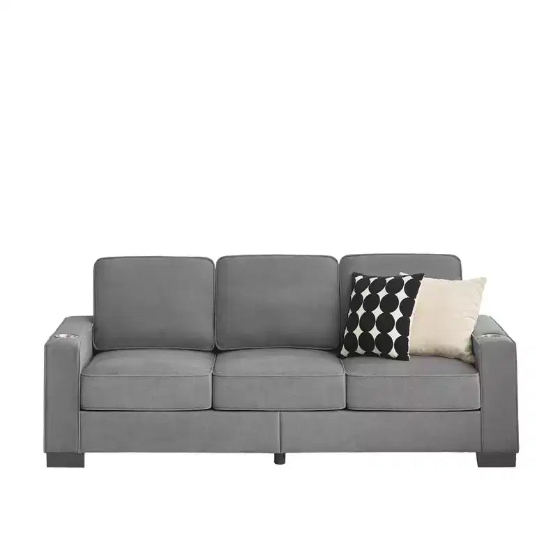 MAYEERTY Canapé moderne de 213 cm en tissu Snowfleece à 3 places pour salon, chambre, bureau, gris
