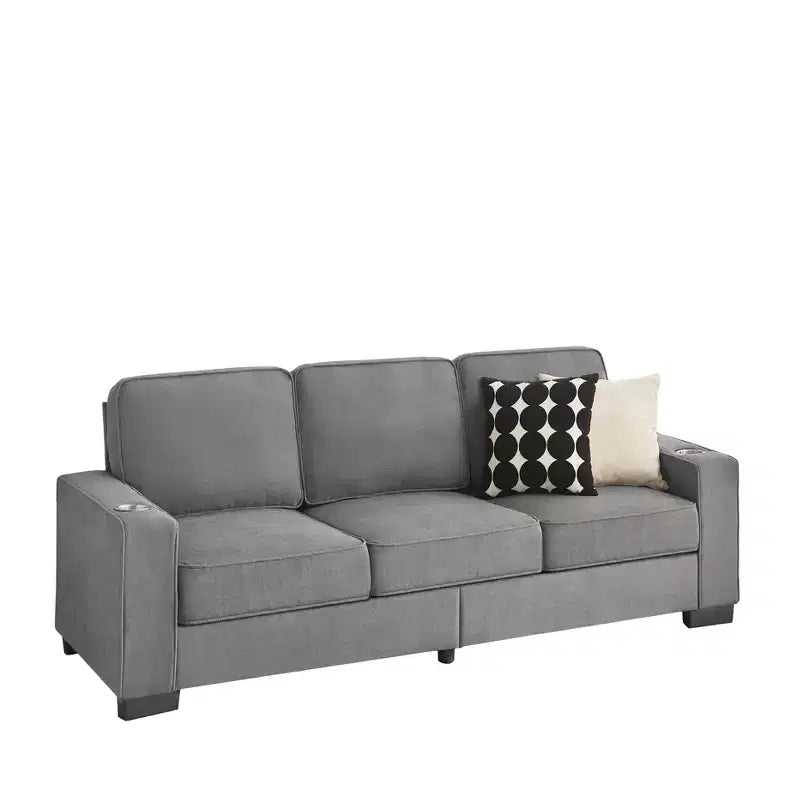 MAYEERTY Canapé moderne de 213 cm en tissu Snowfleece à 3 places pour salon, chambre, bureau, gris