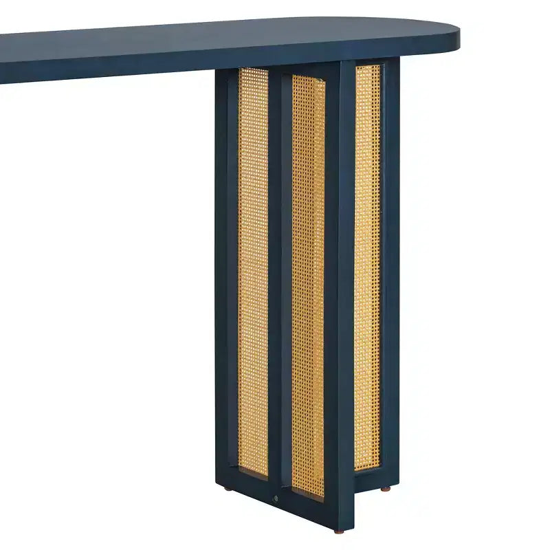 MAYEERTY Console en rotin Étroite avec Rangement pour Salon Couloir Bleu Marine