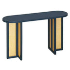 MAYEERTY Console en rotin Étroite avec Rangement pour Salon Couloir Bleu Marine
