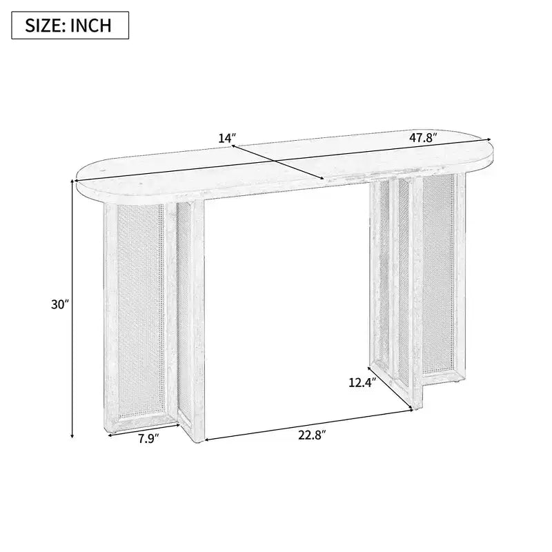 MAYEERTY Console en rotin Étroite avec Rangement pour Salon Couloir Bleu Marine