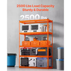 Étagères de rangement VEVOR, 1134 kg, étagères de garage robustes à 5 niveaux, étagères métalliques réglables 45,7 P x 121,9 L x 182,9 H, Orange