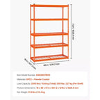 Étagères de rangement VEVOR, 1134 kg, étagères de garage robustes à 5 niveaux, étagères métalliques réglables 45,7 P x 121,9 L x 182,9 H, Orange