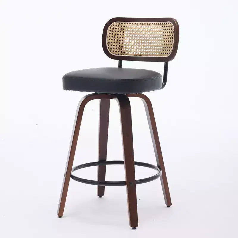 CLIHOME Tabourets de Bar Hauteur Comptoir 3 Pièces - Tabourets de Bar 26" en Rotin avec Dossier en Cannage et Assise Rembourrée