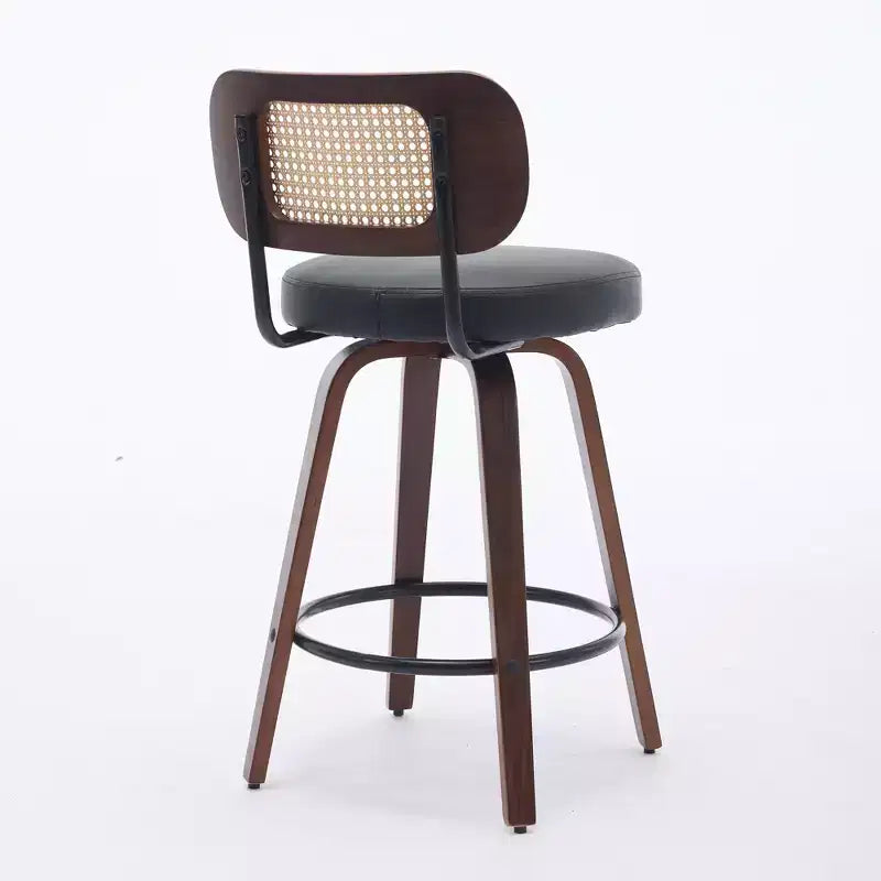 CLIHOME Tabourets de Bar Hauteur Comptoir 3 Pièces - Tabourets de Bar 26" en Rotin avec Dossier en Cannage et Assise Rembourrée