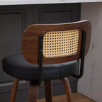 CLIHOME Tabourets de Bar Hauteur Comptoir 3 Pièces - Tabourets de Bar 26" en Rotin avec Dossier en Cannage et Assise Rembourrée
