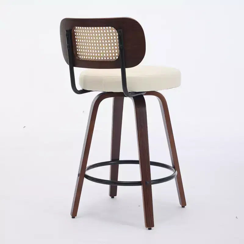 CLIHOME Tabourets de Bar Hauteur Comptoir 3 Pièces - Tabourets de Bar 26" en Rotin avec Dossier en Cannage et Assise Rembourrée