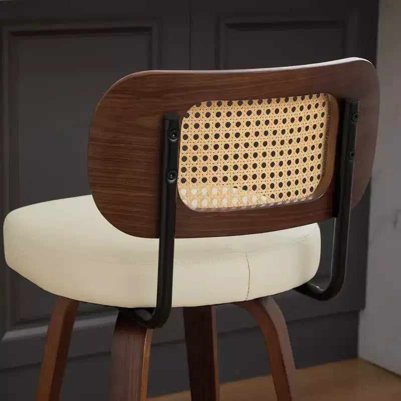 CLIHOME Tabourets de Bar Hauteur Comptoir 3 Pièces - Tabourets de Bar 26" en Rotin avec Dossier en Cannage et Assise Rembourrée