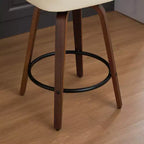 CLIHOME Tabourets de Bar Hauteur Comptoir 3 Pièces - Tabourets de Bar 26" en Rotin avec Dossier en Cannage et Assise Rembourrée