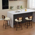 CLIHOME 3 Pieces Counter Height Bar Stools - 26 Rattan Counter Height Stools With Cane Back and Upholstered Seat