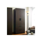 Placard en bois à deux portes avec deux tiroirs et barres de suspension HomeStock Brook, marron foncé