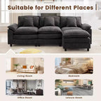 Likepay 105.9 po. Canapé d'angle 5 places en tissu chenille avec 2 poufs