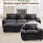 Likepay 105.9 po. Canapé d'angle 5 places en tissu chenille avec 2 poufs