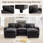 Likepay 105.9 po. Canapé d'angle 5 places en tissu chenille avec 2 poufs