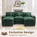 Likepay 105.9 po. Canapé d'angle 5 places en tissu chenille avec 2 poufs