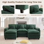 Likepay 105.9 po. Canapé d'angle 5 places en tissu chenille avec 2 poufs