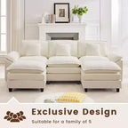 Likepay 105.9 po. Canapé d'angle 5 places en tissu chenille avec 2 poufs