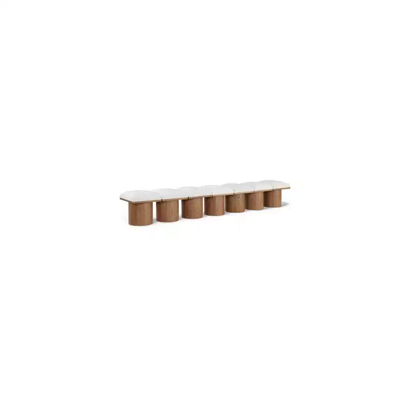 Meridian Furniture,Pavilion Cream Boucle Fabric Bench