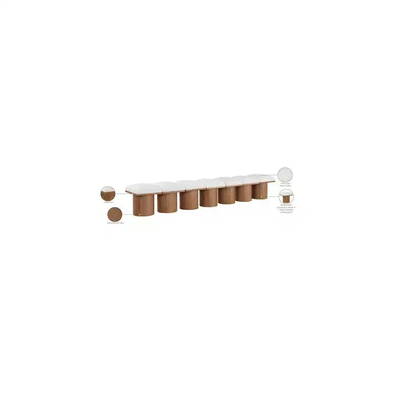 Meridian Furniture, Banc en Tissu Bouclé Crème Pavilion