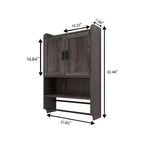 Meuble haut de salle de bain avec portes, étagère réglable, porte-serviettes et porte-papier hygiénique, armoire de rangement au-dessus des toilettes, armoire à pharmacie pour salle de bain-Blanc