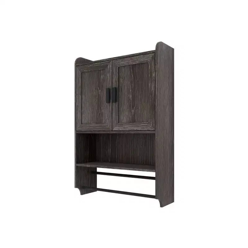 Meuble haut de salle de bain avec portes, étagère réglable, porte-serviettes et porte-papier hygiénique, armoire de rangement au-dessus des toilettes, armoire à pharmacie pour salle de bain-Blanc