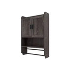 Meuble haut de salle de bain avec portes, étagère réglable, porte-serviettes et porte-papier hygiénique, armoire de rangement au-dessus des toilettes, armoire à pharmacie pour salle de bain-Blanc