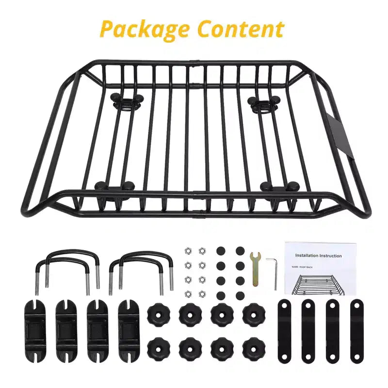 Panier de toit, 160 x 109 x 16 cm, en acier robuste antirouille – Capacité de 136 kg, universel pour SUV, voiture, camion.