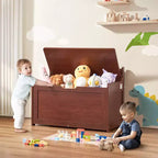 VEVOR Coffre à jouets en bois pour enfants, boîte de rangement pour jouets pour tout-petits avec couvercle à charnière de sécurité, grande banquette de rangement pour enfants de 83 x 45,5 x 61 cm, cerisier