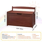 VEVOR Coffre à jouets en bois pour enfants, boîte de rangement pour jouets pour tout-petits avec couvercle à charnière de sécurité, grande banquette de rangement pour enfants de 83 x 45,5 x 61 cm, cerisier
