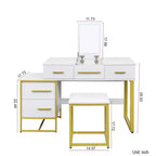 Okak Coiffeuse Meuble de Maquillage avec Miroir, Armoire de Rangement Moderne avec 4 Tiroirs, Commodes en Bois avec Table de Chevet pour Chambre à Coucher