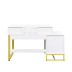 Okak Coiffeuse Meuble de Maquillage avec Miroir, Armoire de Rangement Moderne avec 4 Tiroirs, Commodes en Bois avec Table de Chevet pour Chambre à Coucher