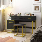 Okak Coiffeuse Meuble de Maquillage avec Miroir, Armoire de Rangement Moderne avec 4 Tiroirs, Commodes en Bois avec Table de Chevet pour Chambre à Coucher