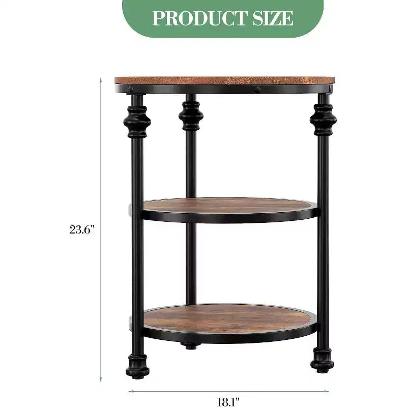Table basse circulaire à trois niveaux, table basse à structure en acier, table d'appoint à colonne romaine, pour salon et chambre à coucher