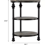 Table basse circulaire à trois niveaux, table basse à structure en acier, table d'appoint à colonne romaine, pour salon et chambre à coucher