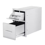 Outdoor Kitchen Drawers with Paper Towel Holder, Triple BBQ Access Drawers, Stainless Steel Flush Mount BBQ Island Drawers for Outdoor Kitchen