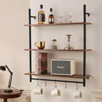Étagère murale industrielle VEVOR, 3 niveaux 81x25cm, en bois rustique, à fixation murale, étagère de présentation pour livres, support de rangement divers, noir
