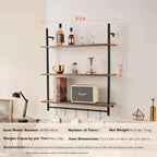 Étagère murale industrielle VEVOR, 3 niveaux 81x25cm, en bois rustique, à fixation murale, étagère de présentation pour livres, support de rangement divers, noir