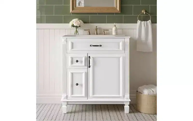 MAYEERTY Bathroom Dressing Table with Basin Door Cabinet Independent Storage Cabinet Sink Set No Mirror Faucet