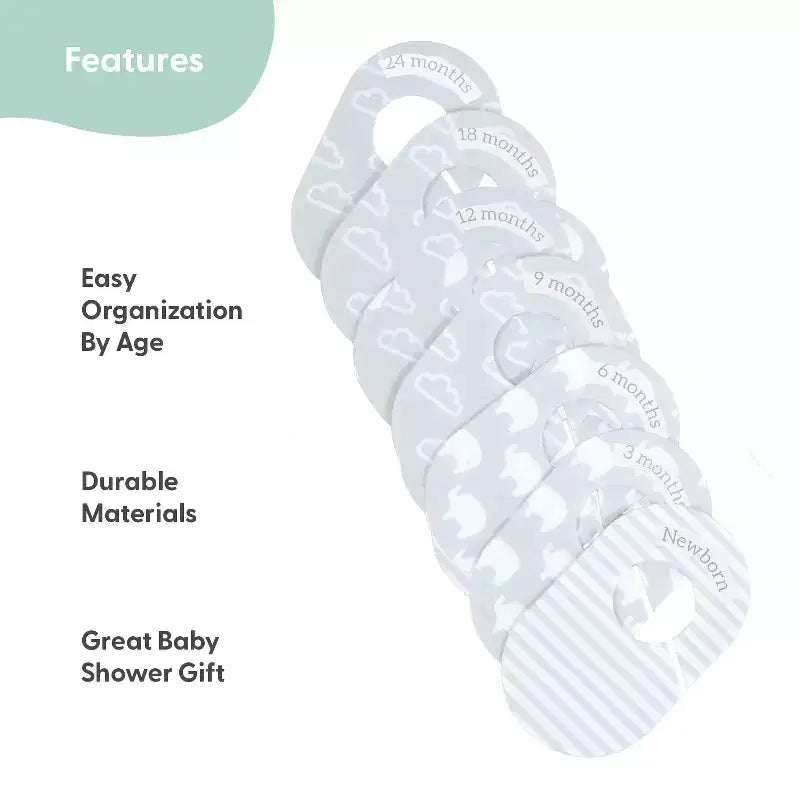 The Peanutshell Lot de 10 séparateurs pour penderie de bébé, gris
