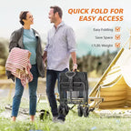 Chariot pliant pliable avec roues tout-terrain Chariot utilitaire robuste pour le camping et les courses, capacité de 150 kg (Grand-Noir)