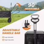Chariot pliant pliable avec roues tout-terrain Chariot utilitaire robuste pour le camping et les courses, capacité de 150 kg (Grand-Noir)