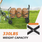 Chariot pliant pliable avec roues tout-terrain Chariot utilitaire robuste pour le camping et le shopping Capacité de 150 kg (Grand-Bleu)