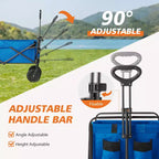 Chariot pliant pliable avec roues tout-terrain Chariot utilitaire robuste pour le camping et le shopping Capacité de 150 kg (Grand-Bleu)